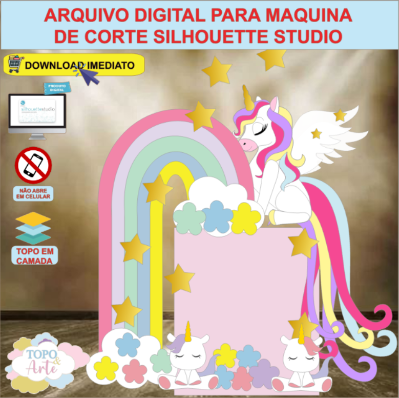 ARQUIVO de Corte Topo de Bolo Unicornio de Asas - 24