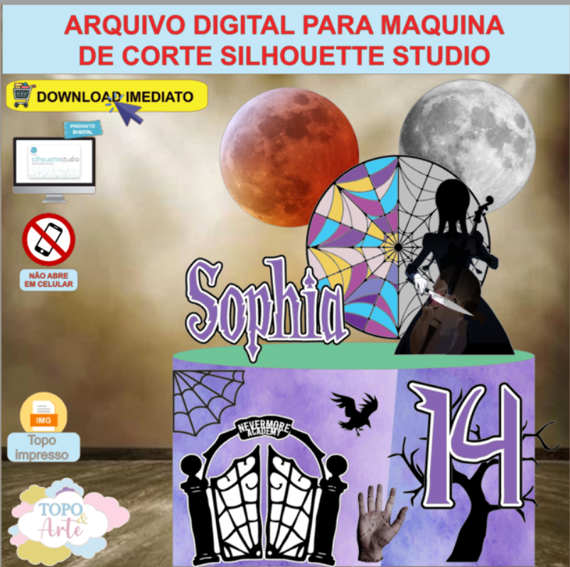 ARQUIVO de Corte Topo de Bolo Wandinha Addams - 07