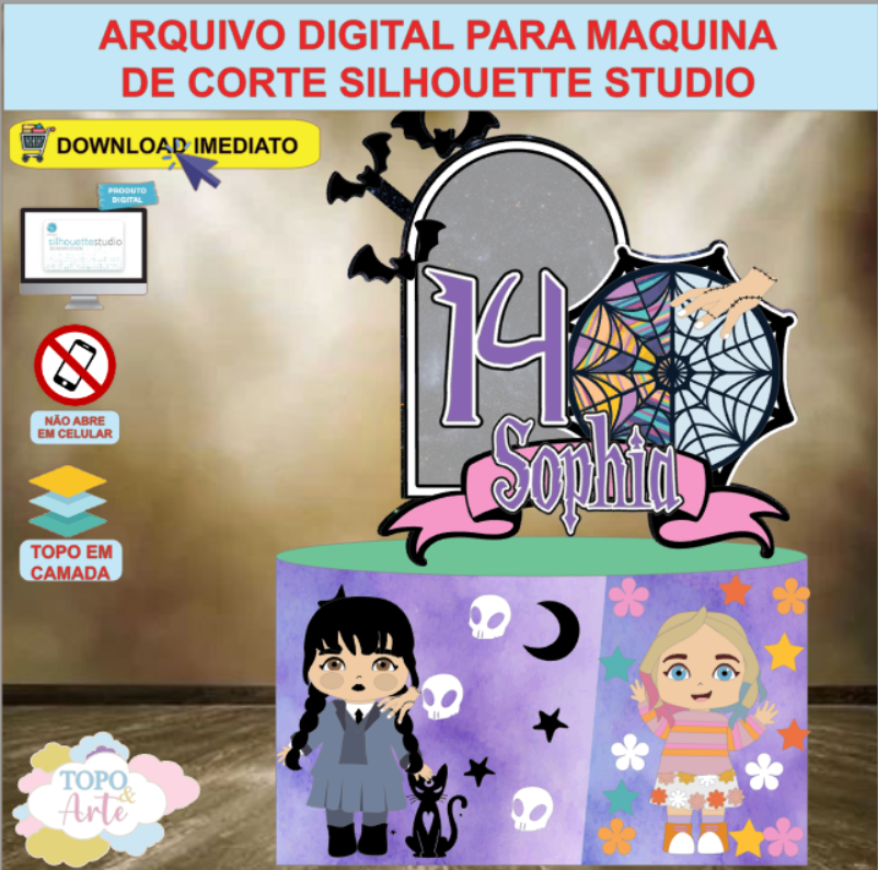 ARQUIVO de Corte Topo de Bolo Wandinha Addams - 08