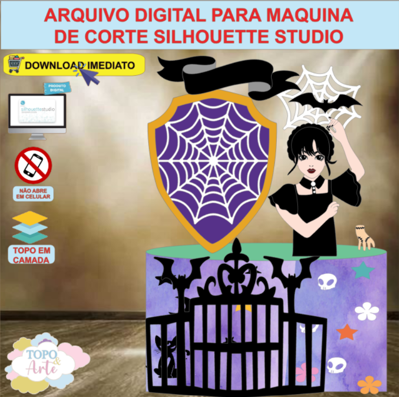 ARQUIVO de Corte Topo de Bolo Wandinha Addams - 09