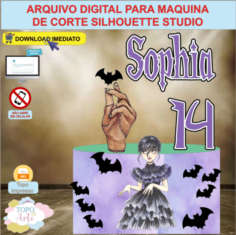 ARQUIVO de Corte Topo de Bolo Wandinha Addams - 14