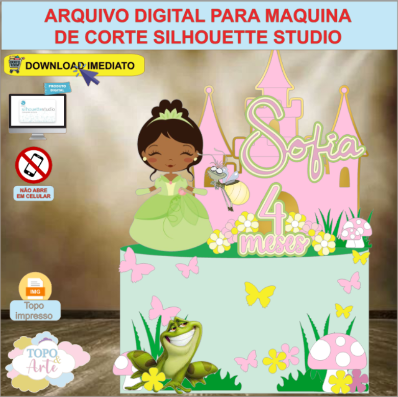 ARQUIVO de Corte Topo de Bolo A Princesa e o Sapo - 09