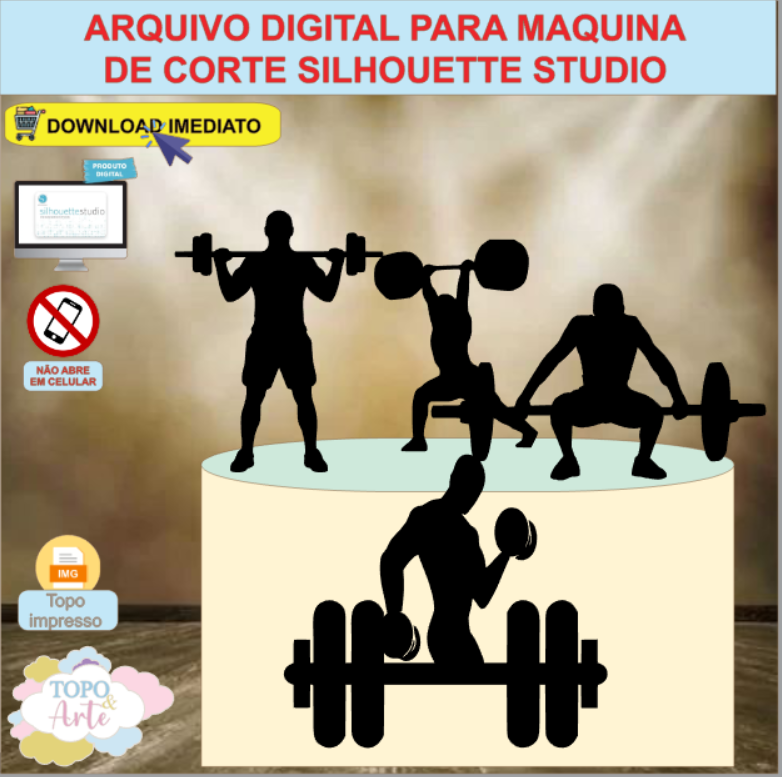 ARQUIVO de Corte Topo de Bolo Academia Fitness M* - 02
