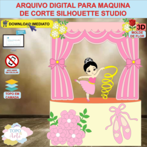 ARQUIVO de Corte Topo de Bolo Bailarina com Flor 3d - 02