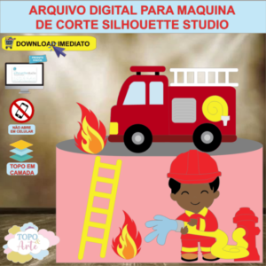 ARQUIVO de Corte Topo de Bolo Bombeiro Menino - 10