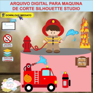 ARQUIVO de Corte Topo de Bolo Bombeiro Menino - 11