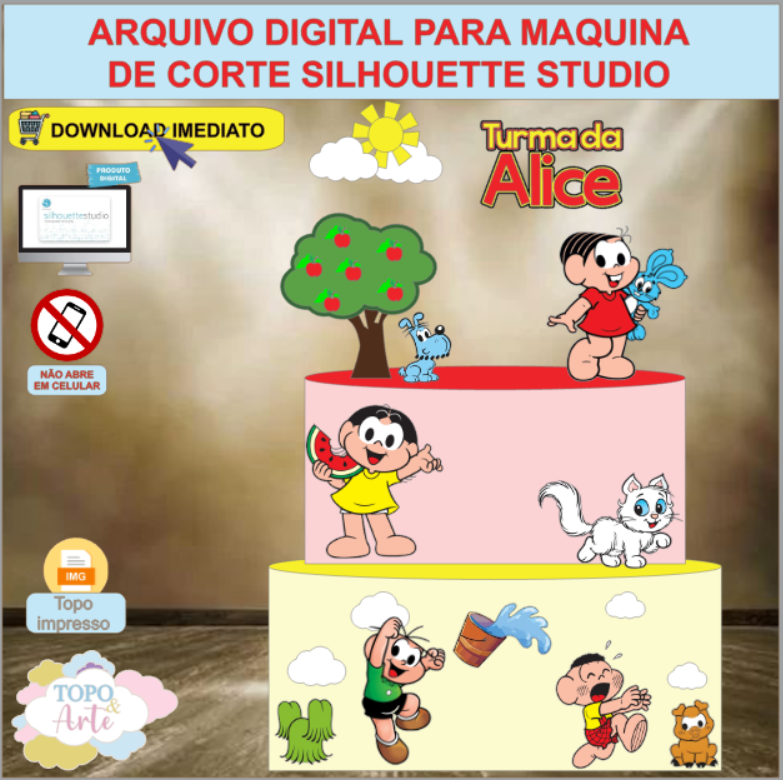 ARQUIVO de Corte Topo de Bolo Turma da Monica - 01