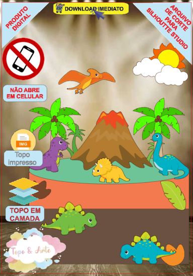ARQUIVO de Corte Topo de Bolo Dinossauro - 10
