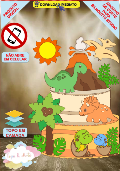 ARQUIVO de Corte Topo de Bolo Dinossauro - 12