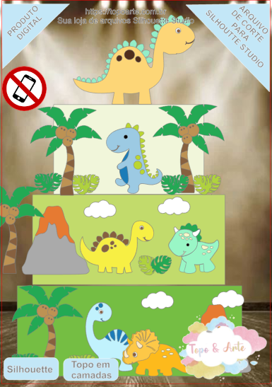 ARQUIVO de Corte Topo de Bolo Dinossauro - 22