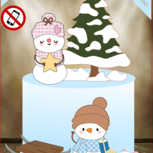 ARQUIVO de Corte Topo de Bolo Bonecos de Neve de Natal- 26