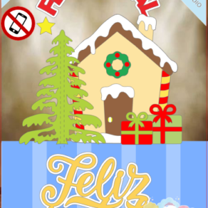 ARQUIVO de Corte Topo de Bolo Casa do Papai Noel no Natal- 21
