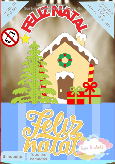 ARQUIVO de Corte Topo de Bolo Casa do Papai Noel no Natal- 21