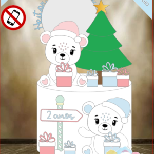ARQUIVO de Corte Topo de Bolo Cha Revelação Bebe Urso Ursinho de Natal - 43