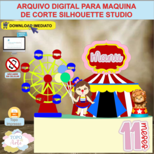 ARQUIVO de Corte Topo de Bolo Circo Menina - 04