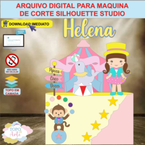 ARQUIVO de Corte Topo de Bolo Circo Menina - 09