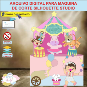 ARQUIVO de Corte Topo de Bolo Circo Menina - 14
