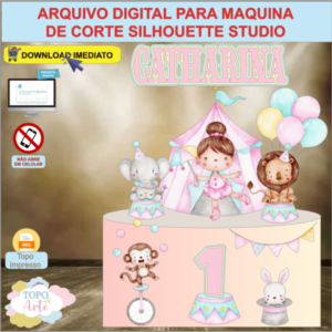 ARQUIVO de Corte Topo de Bolo Circo Menina Aquarela - 07