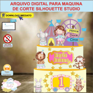ARQUIVO de Corte Topo de Bolo Circo Menina Aquarela - 08