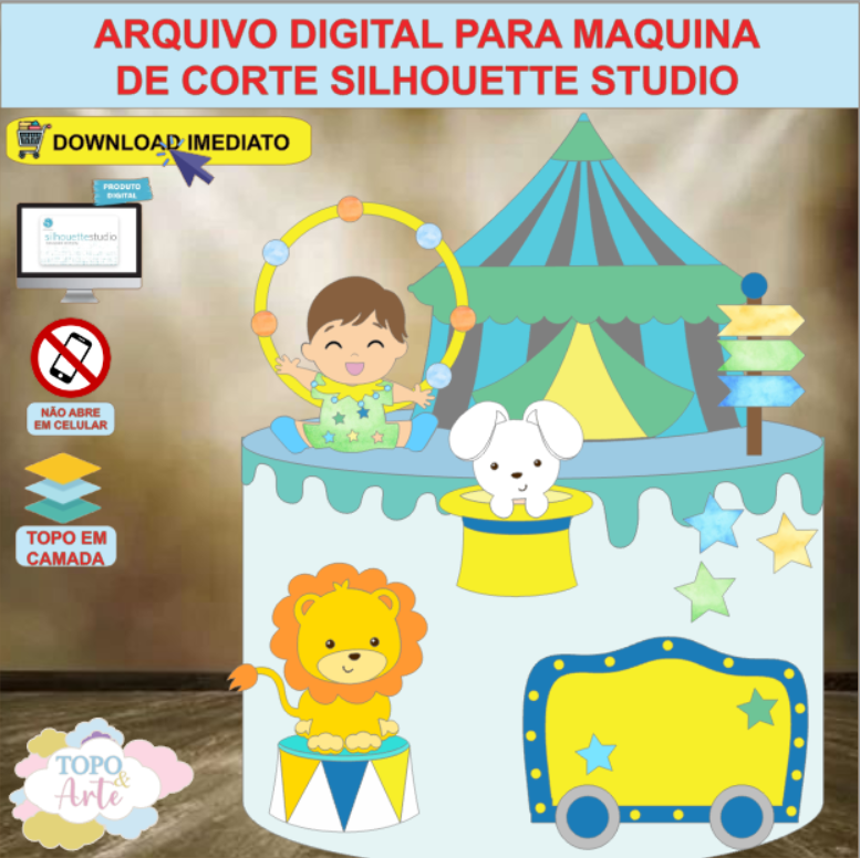 ARQUIVO de Corte Topo de Bolo Circo Menino - 05