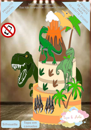 Topo de bolo dinossauro (imprimir)