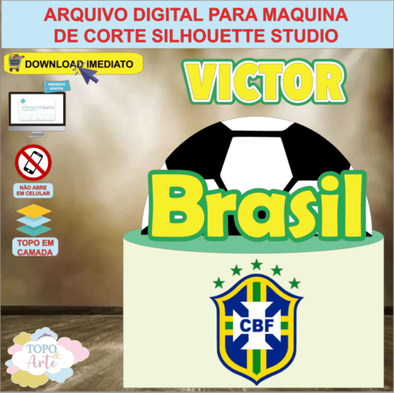 ARQUIVO de Corte Topo de Bolo Futebol Brasil - 05
