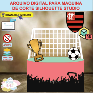 ARQUIVO de Corte Topo de Bolo Futebol Flamengo com Trave 3D - 03