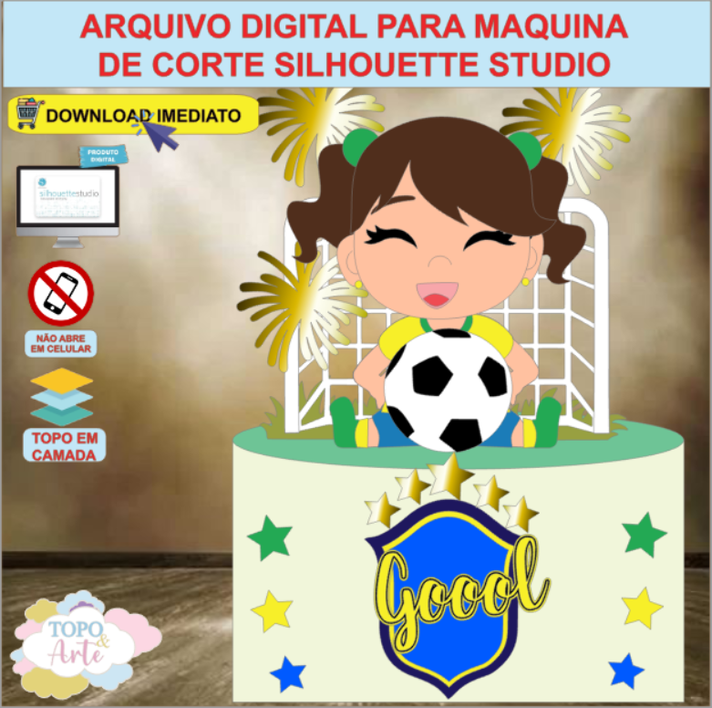 ARQUIVO de Corte Topo de Bolo Futebol Menina - 13