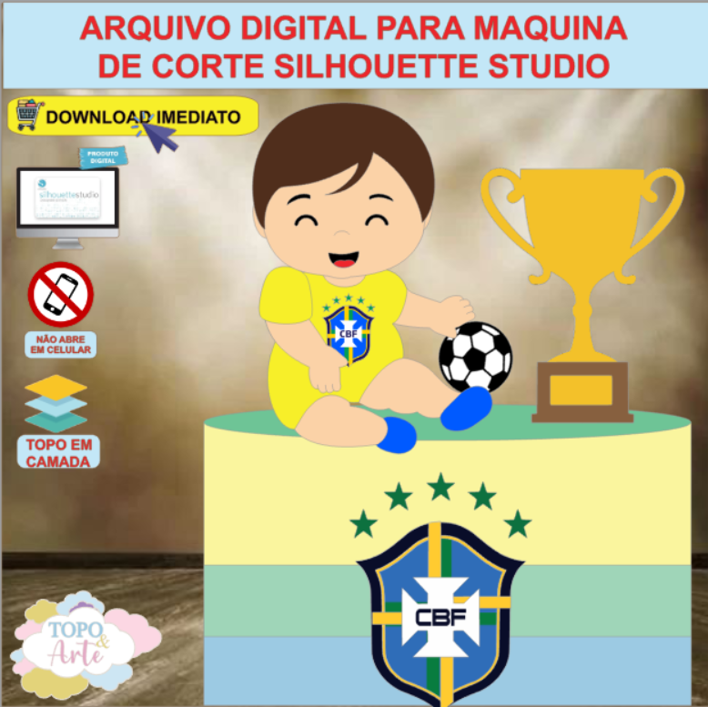ARQUIVO de Corte Topo de Bolo Futebol Menino - 04