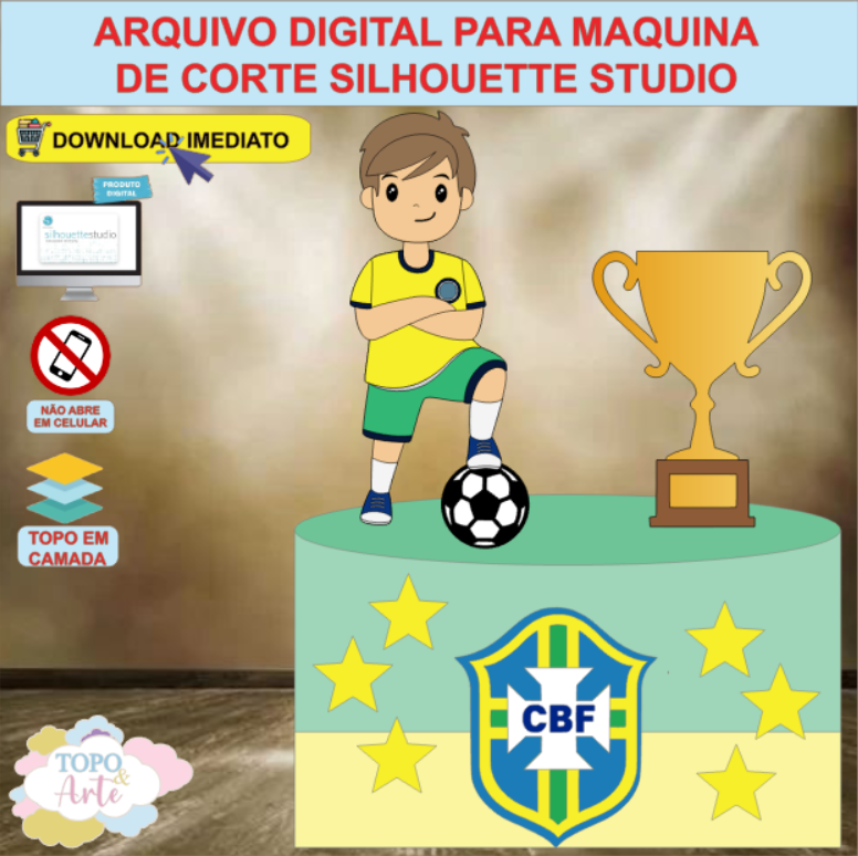 ARQUIVO de Corte Topo de Bolo Futebol Menino - 06
