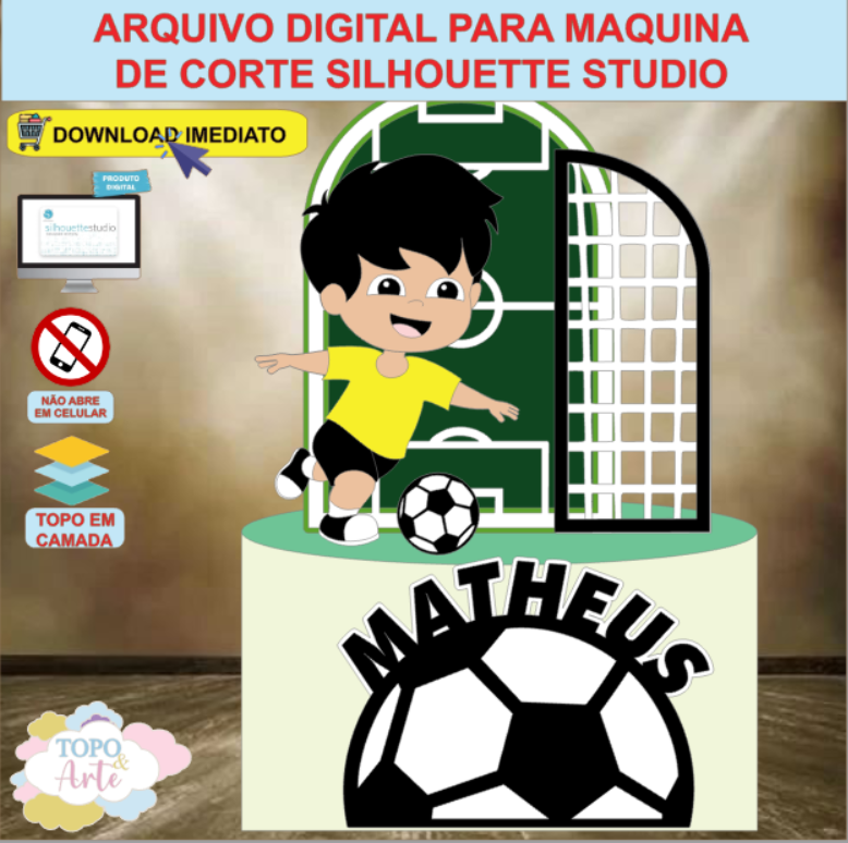 ARQUIVO de Corte Topo de Bolo Futebol Menino - 09