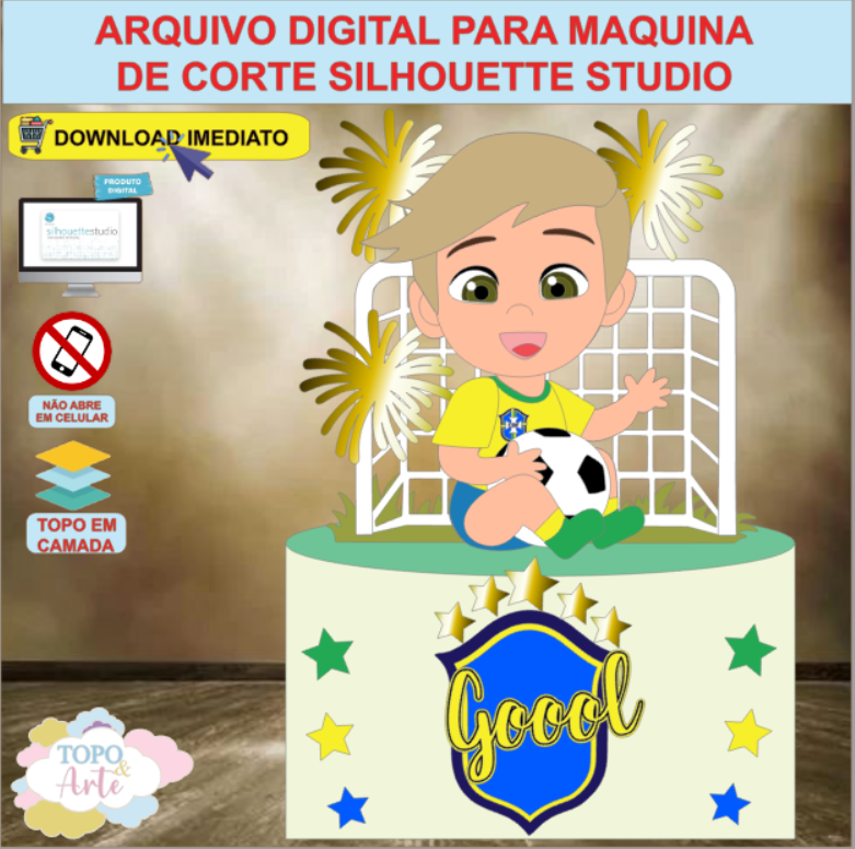 ARQUIVO de Corte Topo de Bolo Futebol Menino - 14