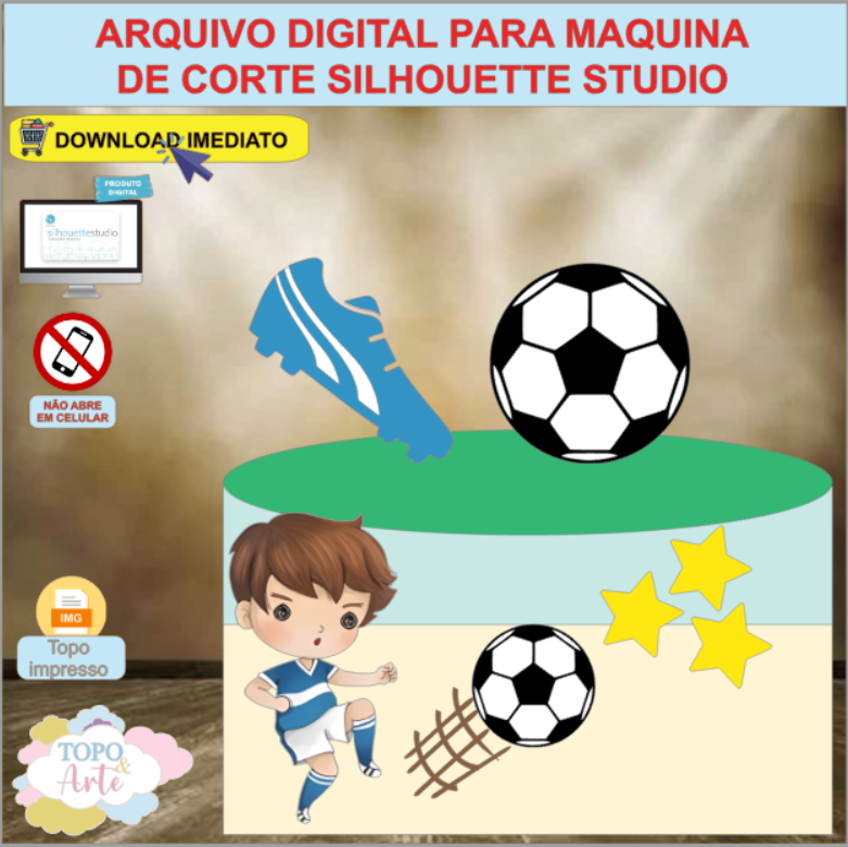 ARQUIVO de Corte Topo de Bolo Futebol Menino - 16