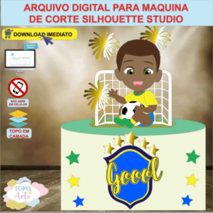 ARQUIVO de Corte Topo de Bolo Futebol Menino Afro - 12