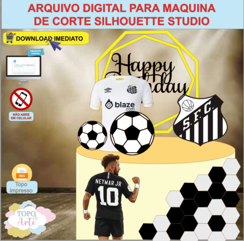 ARQUIVO de Corte Topo de Bolo Futebol Neymar - 24