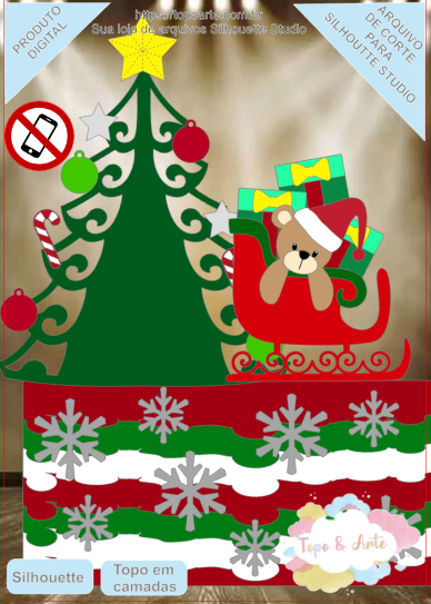ARQUIVO de Corte Topo de Bolo Natal Urso no Trenor- 02