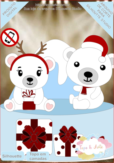 ARQUIVO de Corte Topo de Bolo Natal Ursos Polar- 01