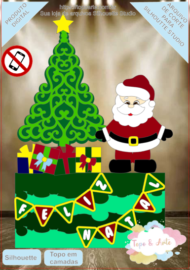 ARQUIVO de Corte Topo de Bolo Papai Noel de Natal- 08