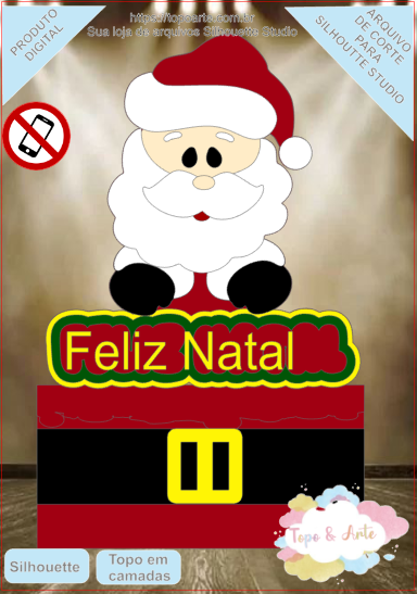 ARQUIVO de Corte Topo de Bolo Papai Noel de Natal- 09