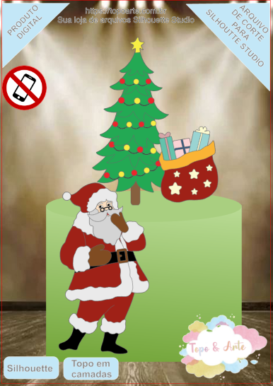 ARQUIVO de Corte Topo de Bolo Papai Noel de Natal- 30
