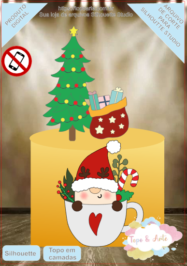 ARQUIVO de Corte Topo de Bolo Papai Noel de Natal- 31