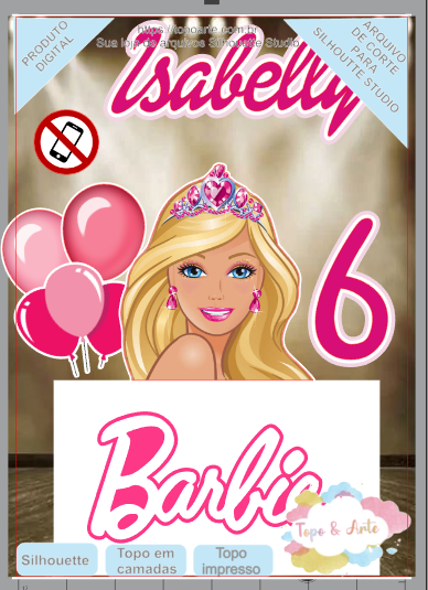 ARQUIVO de corte - Topo de bolo Barbie 08 - Topo Arte sua loja de arquivos  de corte silhouette