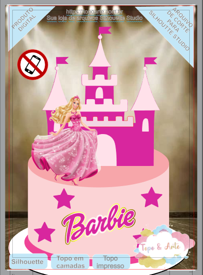 ARQUIVO de corte - Topo de bolo Barbie princesa 07 - Topo Arte sua
