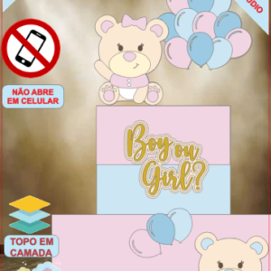 ARQUIVO de Corte Topo de Bolo Cha Revelação Bebe Urso Ursinho - 14