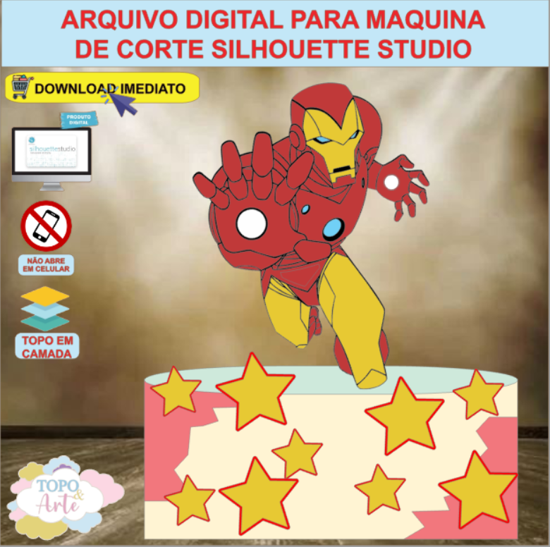 ARQUIVO de Corte Topo de Bolo Homem de Ferro - 02