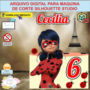 ARQUIVO de Corte Topo de Bolo LadyBug Torre Eiffel 3D - 03