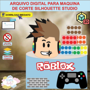 ARQUIVO de Corte Topo de Bolo Roblox com Lego 3D - 08