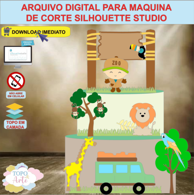 ARQUIVO de Corte Topo de Bolo Safari - 07