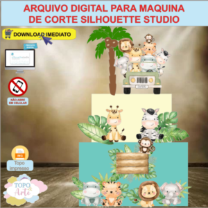 ARQUIVO de Corte Topo de Bolo Safari Aquarela - 12