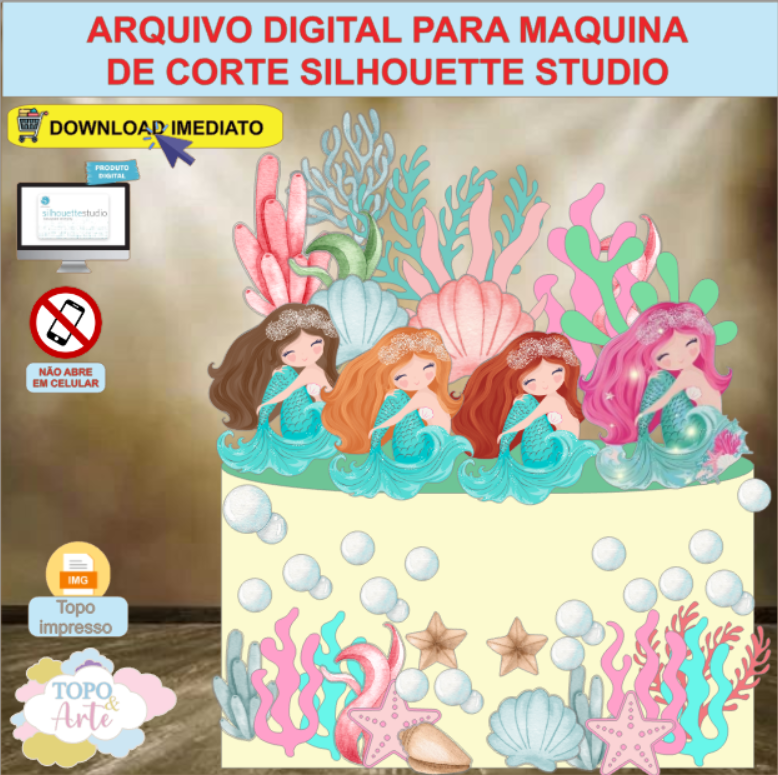 ARQUIVO de Corte Topo de Bolo Sereia - 1